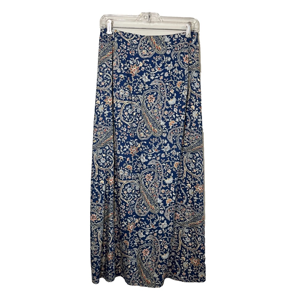 Colorful Floral Paisley Maxi Skirt 6 Cottage Artsy Festival Boho Indie Folk 90s